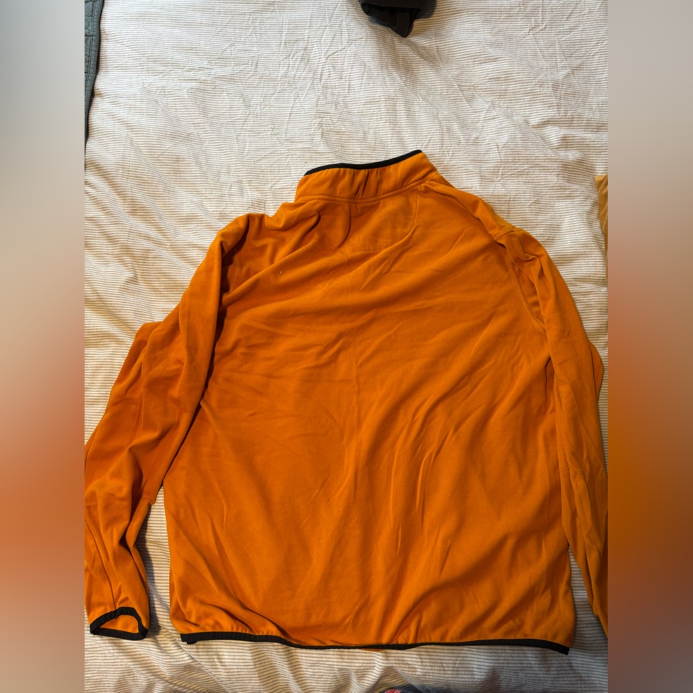 Men's Orange Micro Fleece Pullover Jacket - Picture 2 of 2